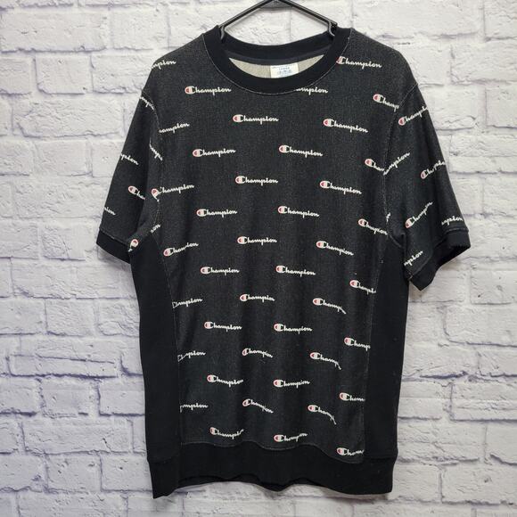 VTG 90s Champion Reverse Weave AOP Heavy Tshirt Size L Athletic Logo Spellout - Picture 1 of 8